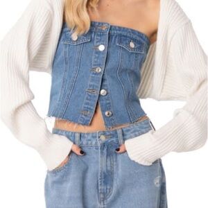 Edikted White Knit Shrug